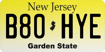 NJ license plate B80HYE