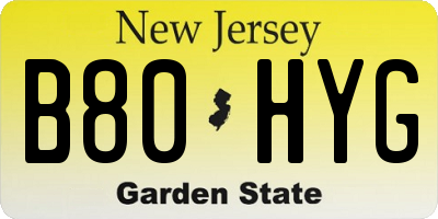 NJ license plate B80HYG