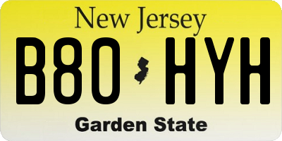 NJ license plate B80HYH