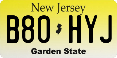NJ license plate B80HYJ