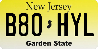 NJ license plate B80HYL