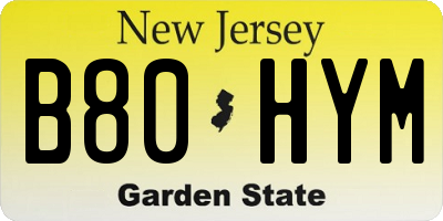 NJ license plate B80HYM