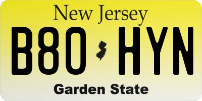NJ license plate B80HYN