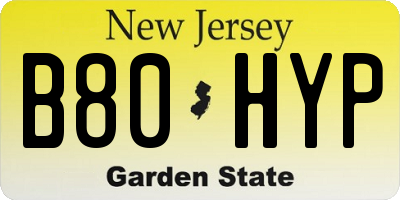 NJ license plate B80HYP