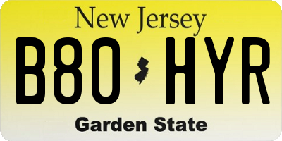 NJ license plate B80HYR