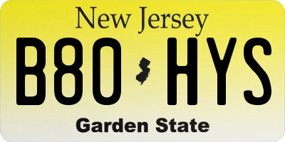NJ license plate B80HYS