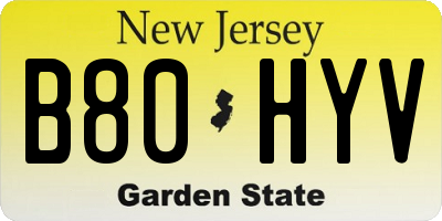 NJ license plate B80HYV
