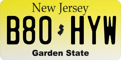 NJ license plate B80HYW