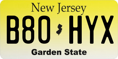 NJ license plate B80HYX