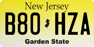 NJ license plate B80HZA