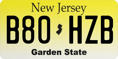 NJ license plate B80HZB