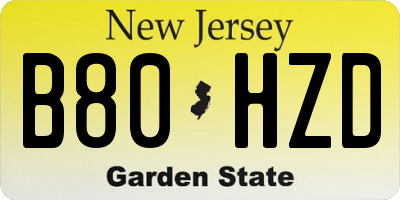 NJ license plate B80HZD
