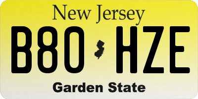 NJ license plate B80HZE