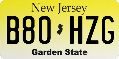 NJ license plate B80HZG