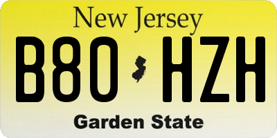 NJ license plate B80HZH