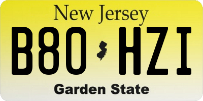 NJ license plate B80HZI