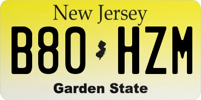 NJ license plate B80HZM