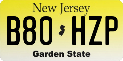 NJ license plate B80HZP