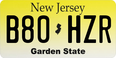 NJ license plate B80HZR