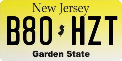 NJ license plate B80HZT