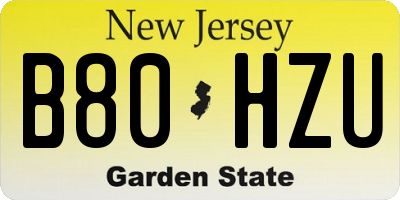 NJ license plate B80HZU