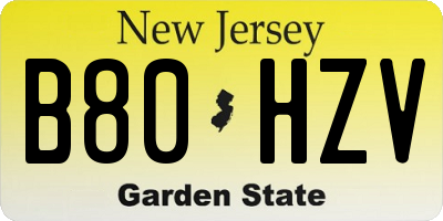 NJ license plate B80HZV