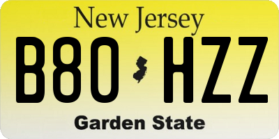 NJ license plate B80HZZ