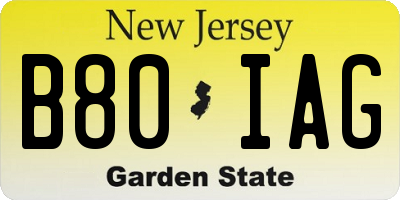 NJ license plate B80IAG
