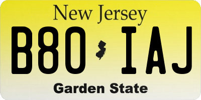 NJ license plate B80IAJ