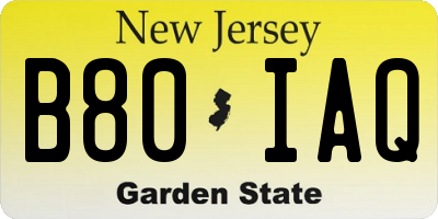 NJ license plate B80IAQ