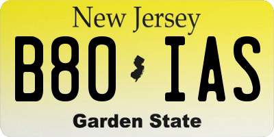NJ license plate B80IAS