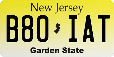NJ license plate B80IAT