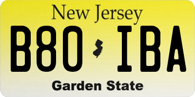NJ license plate B80IBA