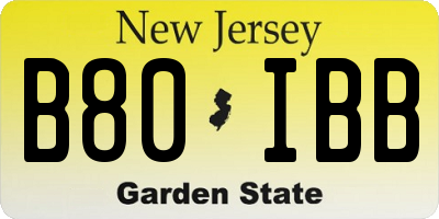 NJ license plate B80IBB