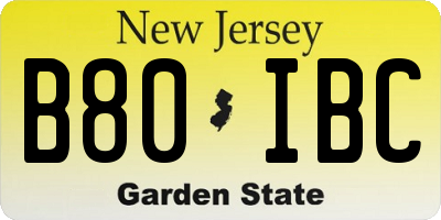 NJ license plate B80IBC
