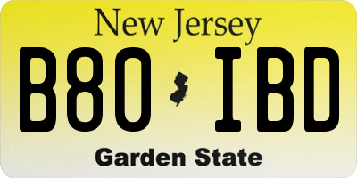 NJ license plate B80IBD