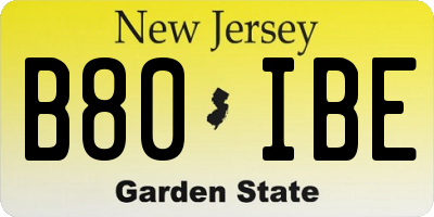 NJ license plate B80IBE