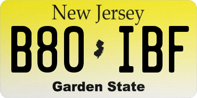 NJ license plate B80IBF