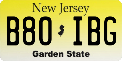 NJ license plate B80IBG