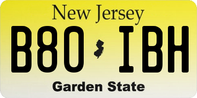 NJ license plate B80IBH