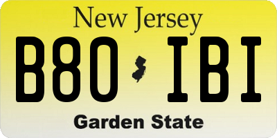 NJ license plate B80IBI