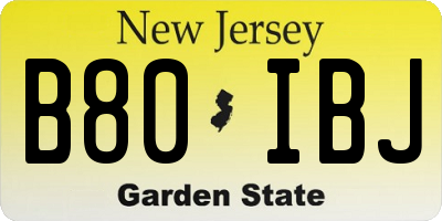 NJ license plate B80IBJ