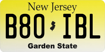 NJ license plate B80IBL