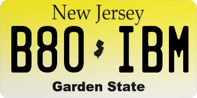 NJ license plate B80IBM