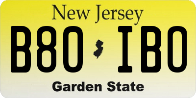 NJ license plate B80IBO