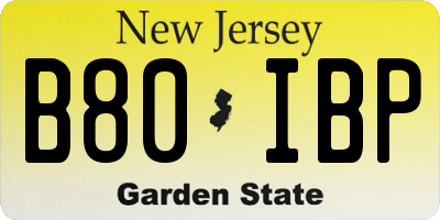 NJ license plate B80IBP