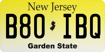 NJ license plate B80IBQ