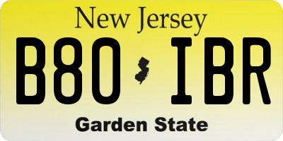 NJ license plate B80IBR