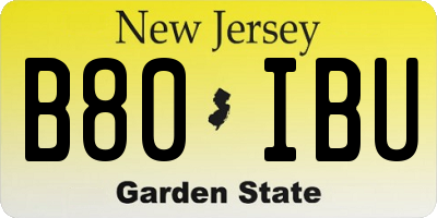 NJ license plate B80IBU