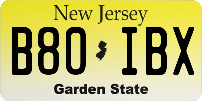 NJ license plate B80IBX